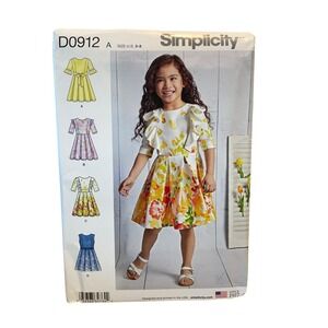 Simplicity D0912 Girls Dress Sewing Pattern Size 3-8 Ruffle Design